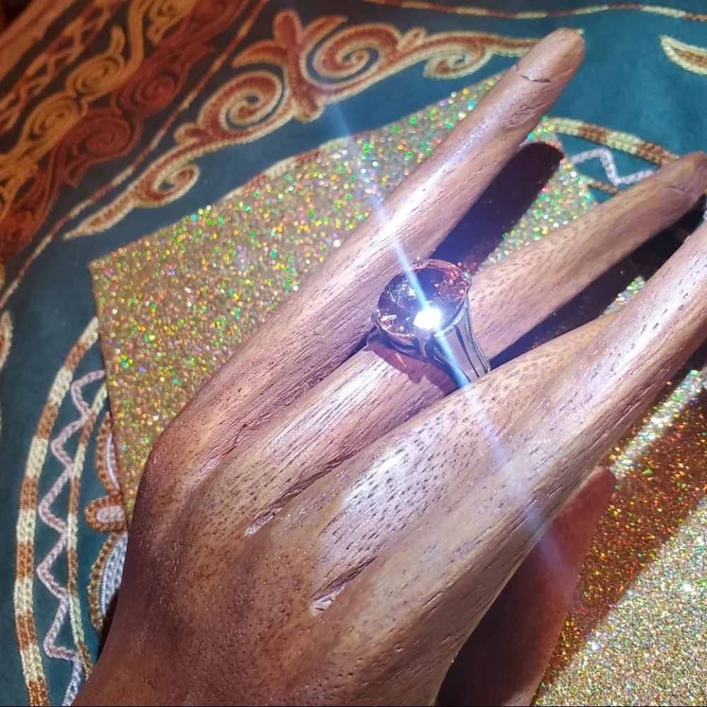 Silpada Sterling Silver Faceted Champagne Cubic Zirconia Gemstone Ring - Picture 10 of 13